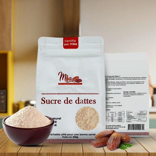 Mia dattes - 2 paquets de Sucre de dattes (300g x 2)